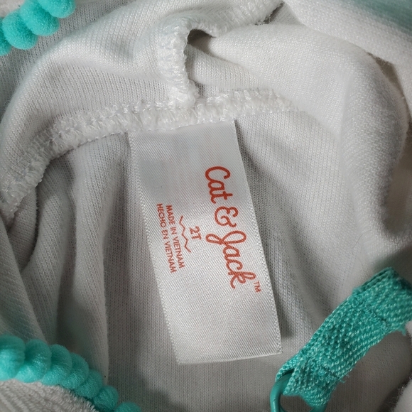 Cat & Jack Toddler Girl Terry Cloth Hooded Swim Cover-up Short Sleeve Size 2T - Picture 14 of 14